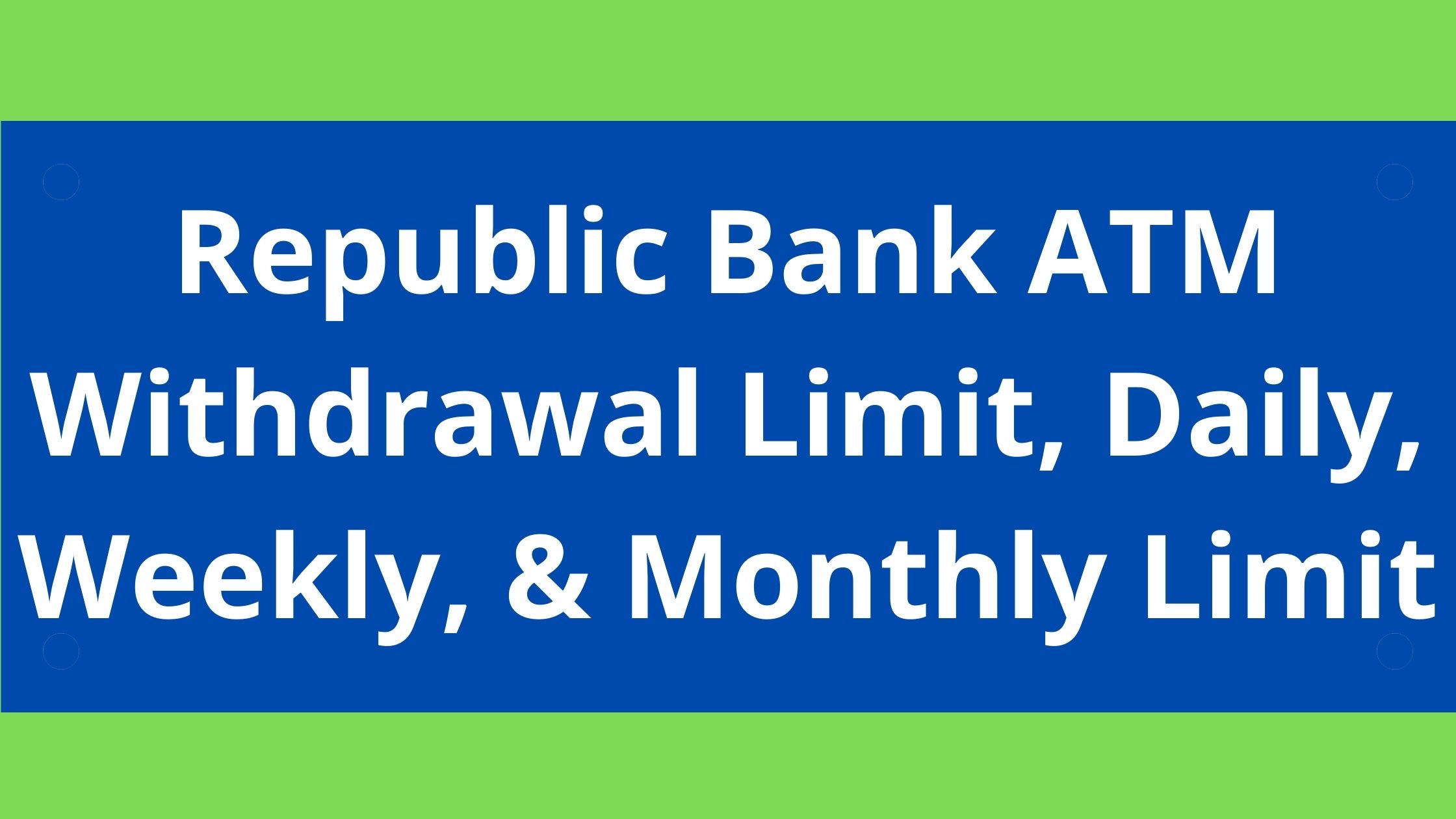 First Republic Bank Atm Rebate Checking Minimum Balance