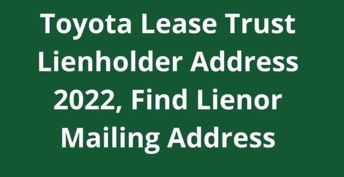 Toyota Lease Trust Lienholder Address