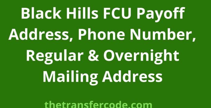 Black Hills FCU Payoff Address