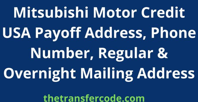 Mitsubishi Motor Credit USA Payoff Address