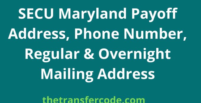 SECU Maryland Payoff Address