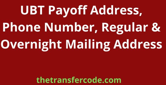UBT Payoff Address